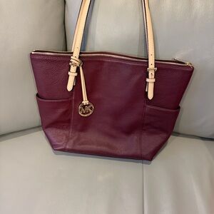 Michael Kors Wine and Beige Tote Bag-excellent condition